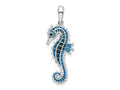 FJC Finejewelers 925 Sterling Silver Polished 3D Enameled Blue Seahorse Charm 35 x 12 mm