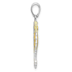FJC Finejewelers 925 Sterling Silver Rhodium Plated 3D Enameled Yellow Seahorse Charm 35 x 12 mm