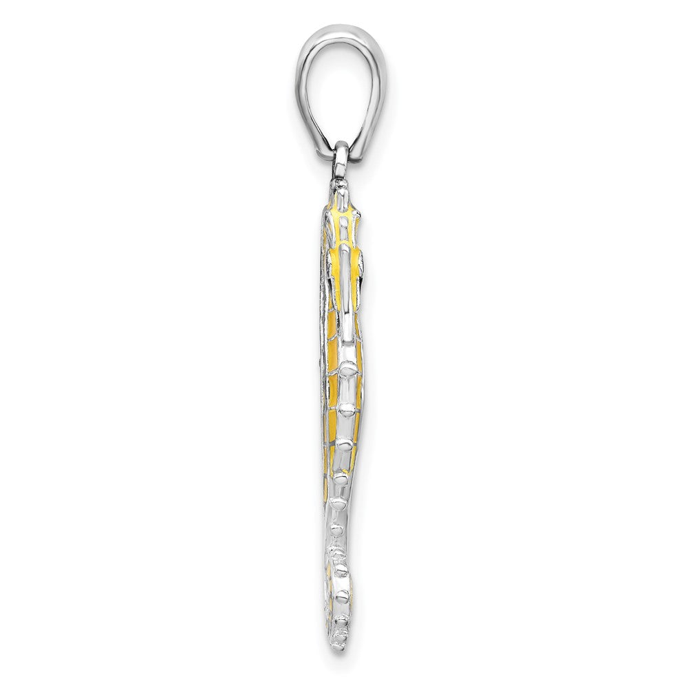 FJC Finejewelers 925 Sterling Silver Rhodium Plated 3D Enameled Yellow Seahorse Charm 35 x 12 mm