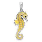 FJC Finejewelers 925 Sterling Silver Rhodium Plated 3D Enameled Yellow Seahorse Charm 35 x 12 mm