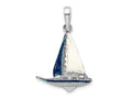 FJC Finejewelers 925 Sterling Silver Rhodium Plated Polished 3D Enameled Sailboat Charm 29 x 19 mm