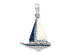 FJC Finejewelers 925 Sterling Silver Rhodium Plated Polished 3D Enameled Sailboat Charm 29 x 19 mm