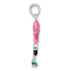 FJC Finejewelers 925 Sterling Silver Rhodium Plated Polished 3D Pink Flamingo Charm 15 mm