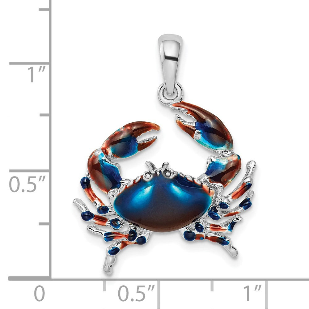 FJC Finejewelers 925 Sterling Silver d Polished Enameled Blue Stone Crab Charm 28 x 21 mm