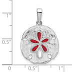 FJC Finejewelers 925 Sterling Silver Rhodium Plated Polished Enameled Sand Dollar Charm 27 x 18 mm