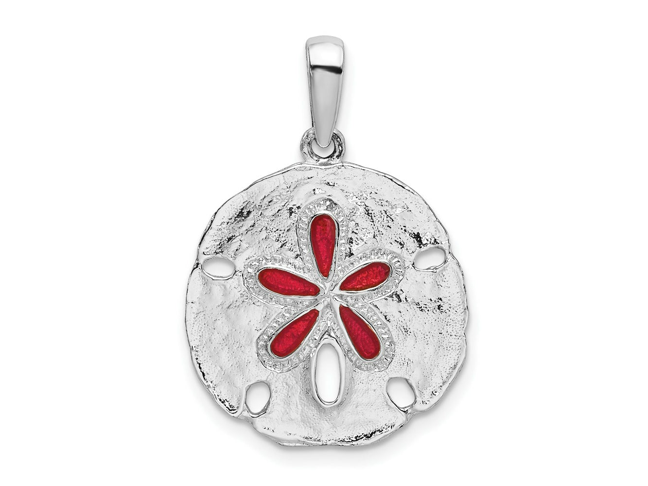FJC Finejewelers 925 Sterling Silver Rhodium Plated Polished Enameled Sand Dollar Charm 27 x 18 mm