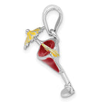 FJC Finejewelers 925 Sterling Silver Rhodium Plated Polished Enameled Margarita Charm 25 x 17 mm