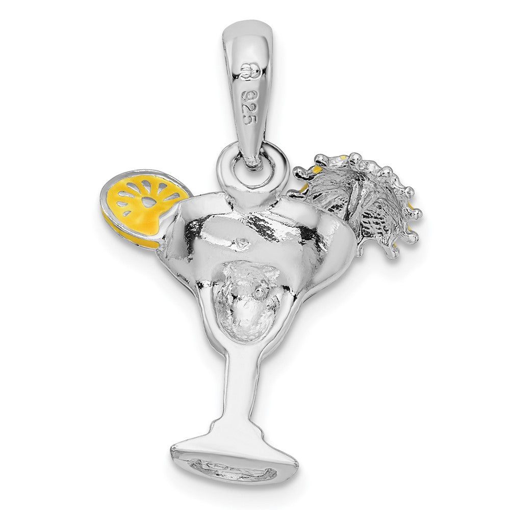 FJC Finejewelers 925 Sterling Silver Rhodium Plated Polished Enameled Margarita Charm 25 x 17 mm