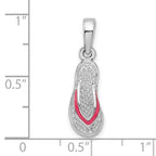 FJC Finejewelers 925 Sterling Silver Rhodium Plated Enameled Pink Flip-flop Charm 24 x 7 mm