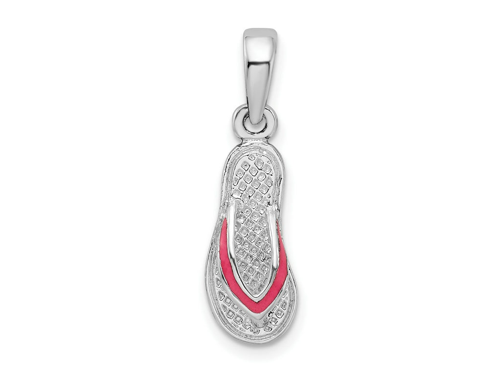 FJC Finejewelers 925 Sterling Silver Rhodium Plated Enameled Pink Flip-flop Charm 24 x 7 mm