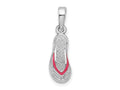 FJC Finejewelers 925 Sterling Silver Rhodium Plated Enameled Pink Flip-flop Charm 24 x 7 mm
