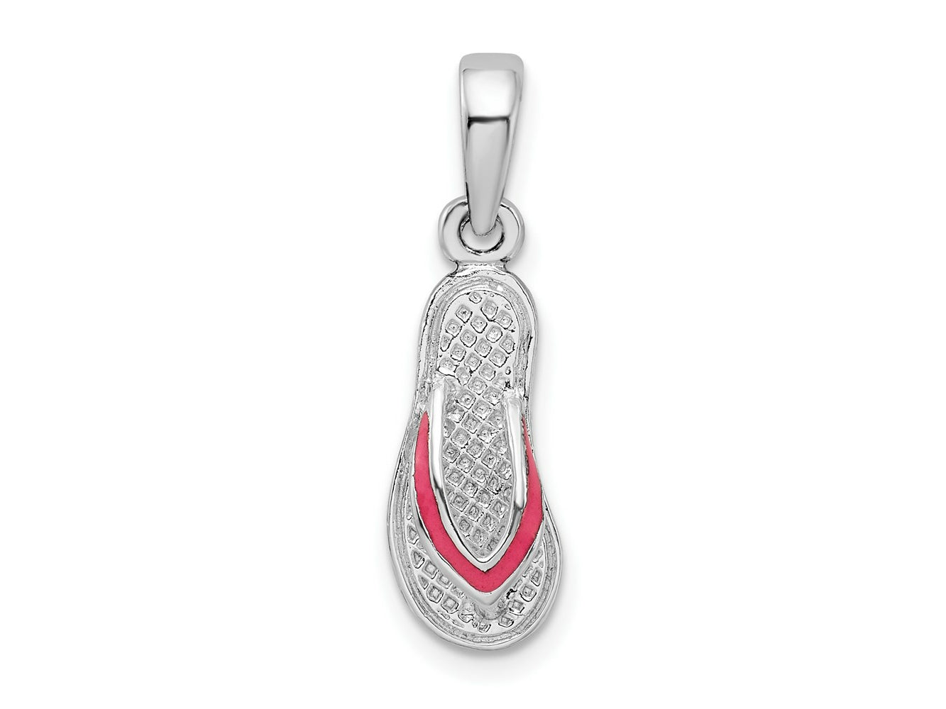 FJC Finejewelers 925 Sterling Silver Rhodium Plated Enameled Pink Flip-flop Charm 24 x 7 mm