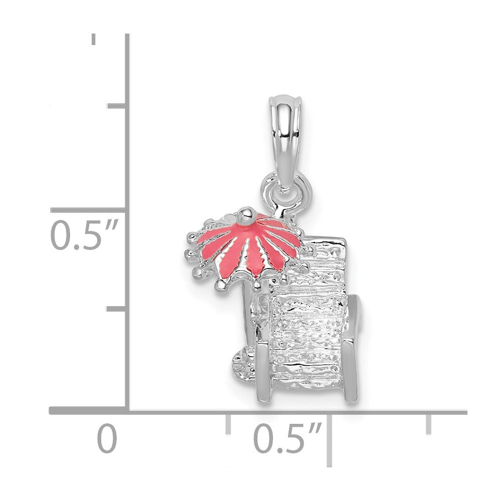 FJC Finejewelers 925 Sterling Silver Rhodium Plated 3D Enameled Beach Chair Charm 19 x 11 mm