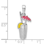 FJC Finejewelers 925 Sterling Silver Rhodium Plated 3D Enameled Cocktail Drink Charm 26 x 11 mm