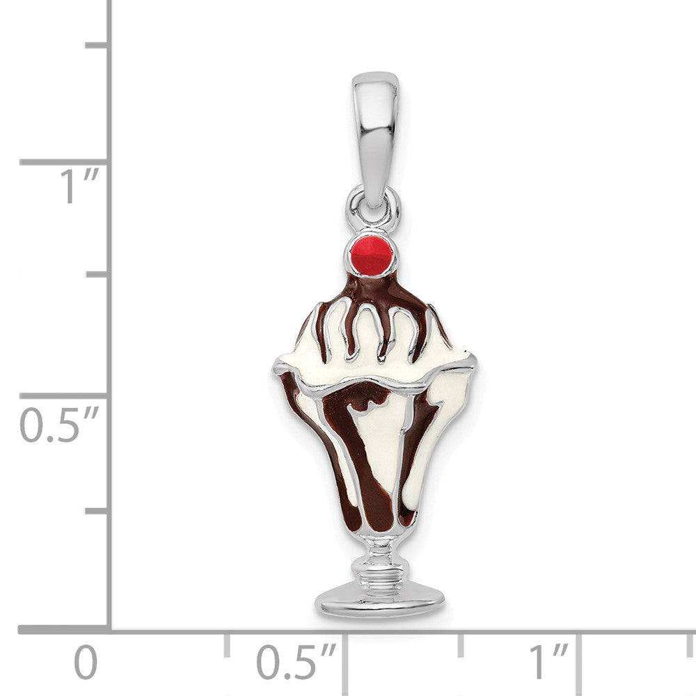 FJC Finejewelers 925 Sterling Silver Rhodium Plated Enameled Chocolate Sundae Charm 30 x 11 mm