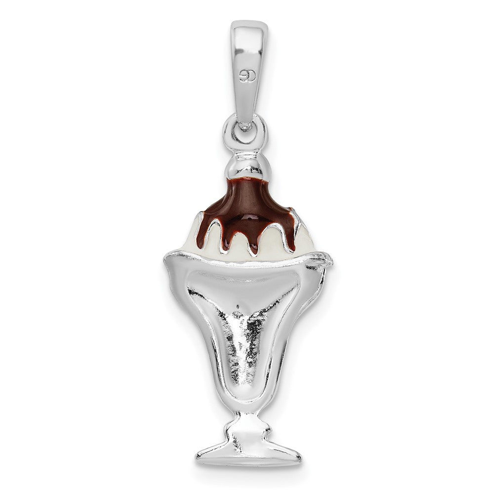 FJC Finejewelers 925 Sterling Silver Rhodium Plated Enameled Chocolate Sundae Charm 30 x 11 mm