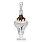 FJC Finejewelers 925 Sterling Silver Rhodium Plated Enameled Chocolate Sundae Charm 30 x 11 mm