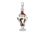FJC Finejewelers 925 Sterling Silver Rhodium Plated Enameled Chocolate Sundae Charm 30 x 11 mm