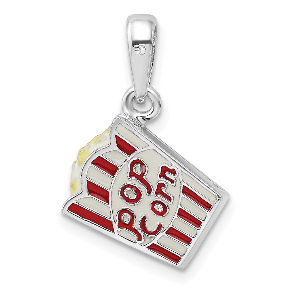 FJC Finejewelers 925 Sterling Silver Rhodium Plated 3D Enameled Bag of Popcorn Charm 21 x 13 mm