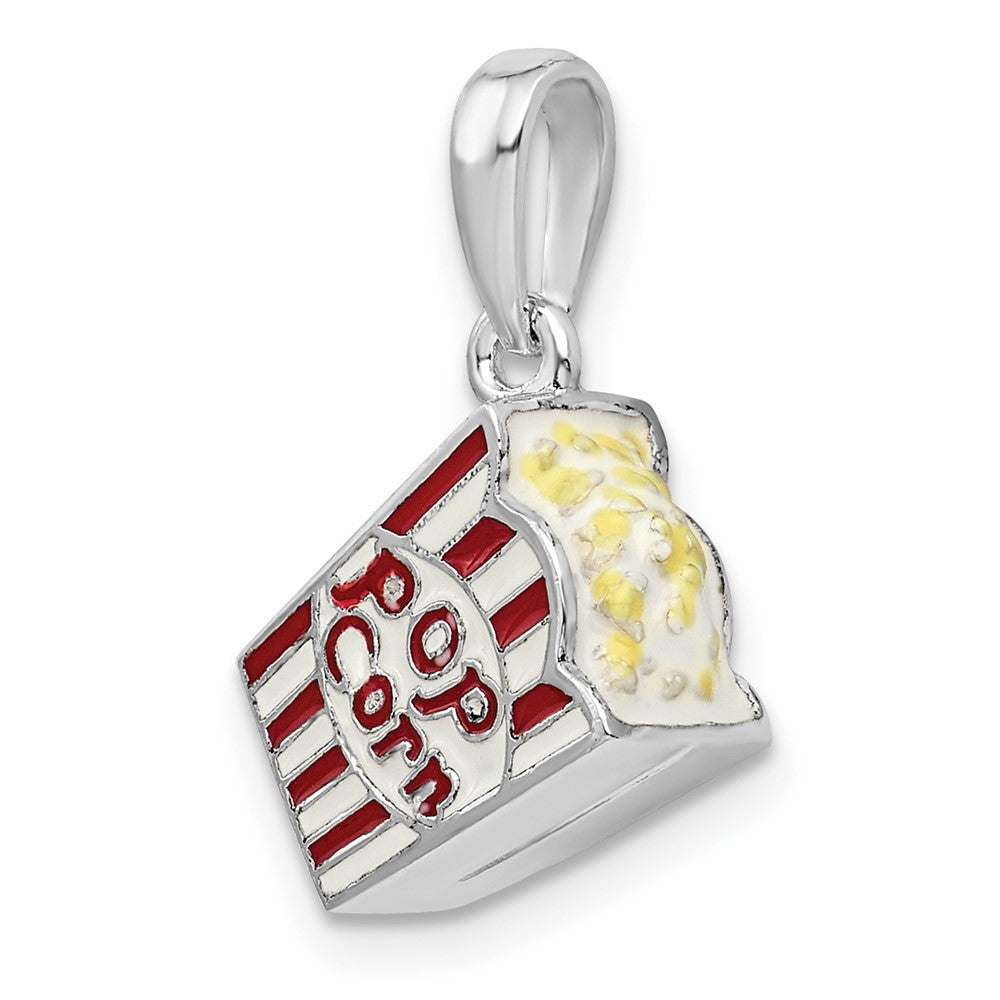 FJC Finejewelers 925 Sterling Silver Rhodium Plated 3D Enameled Bag of Popcorn Charm 21 x 13 mm