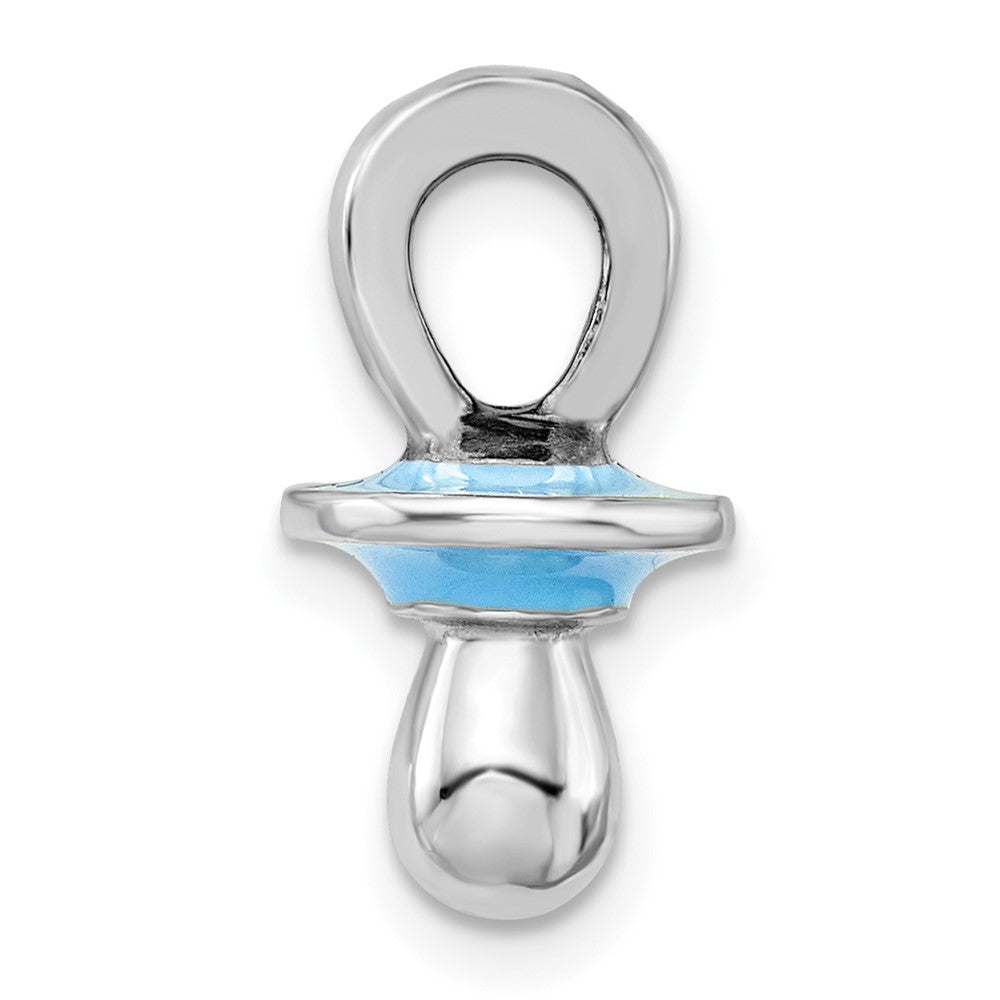 FJC Finejewelers 925 Sterling Silver Rhodium Plated 3D Blue Enameled Pacifier Charm