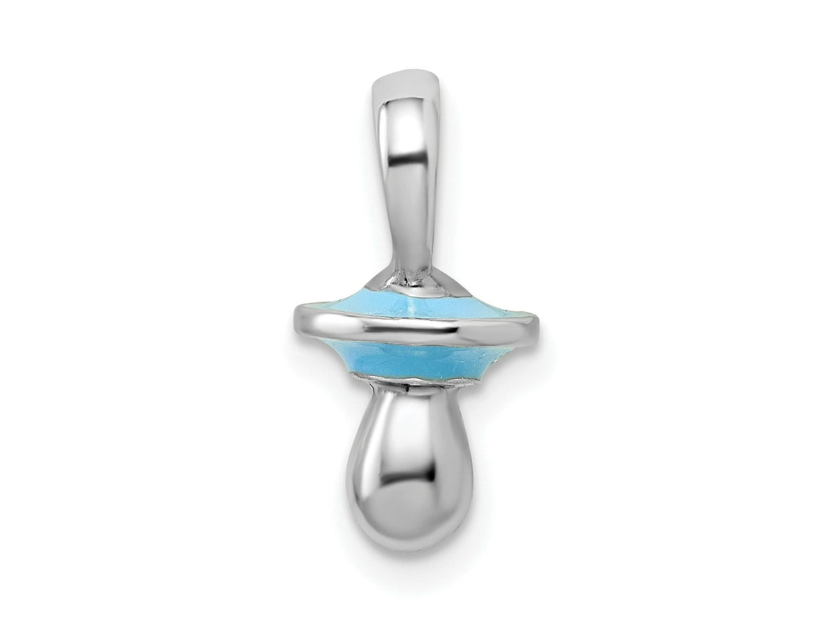 FJC Finejewelers 925 Sterling Silver Rhodium Plated 3D Blue Enameled Pacifier Charm