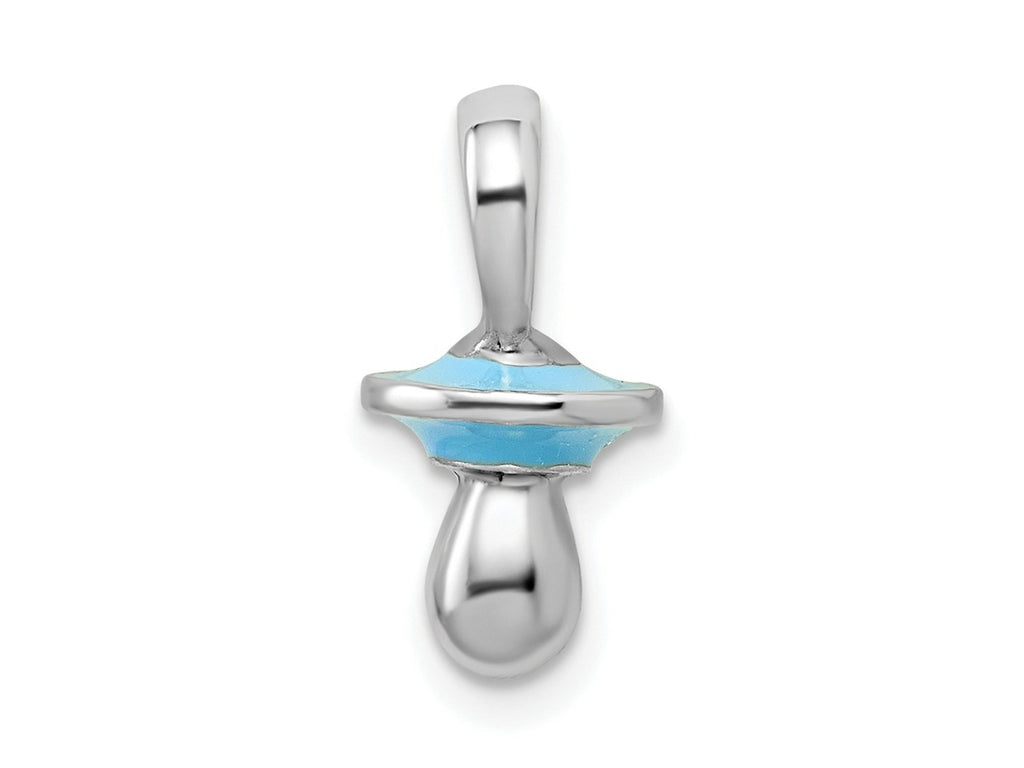 FJC Finejewelers 925 Sterling Silver Rhodium Plated 3D Blue Enameled Pacifier Charm