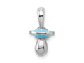 FJC Finejewelers 925 Sterling Silver Rhodium Plated 3D Blue Enameled Pacifier Charm