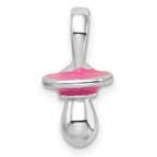 FJC Finejewelers 925 Sterling Silver Rhodium Plated 3D Pink Enameled Pacifier Charm