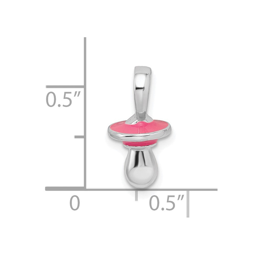 FJC Finejewelers 925 Sterling Silver Rhodium Plated 3D Pink Enameled Pacifier Charm