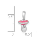 FJC Finejewelers 925 Sterling Silver Rhodium Plated 3D Pink Enameled Pacifier Charm