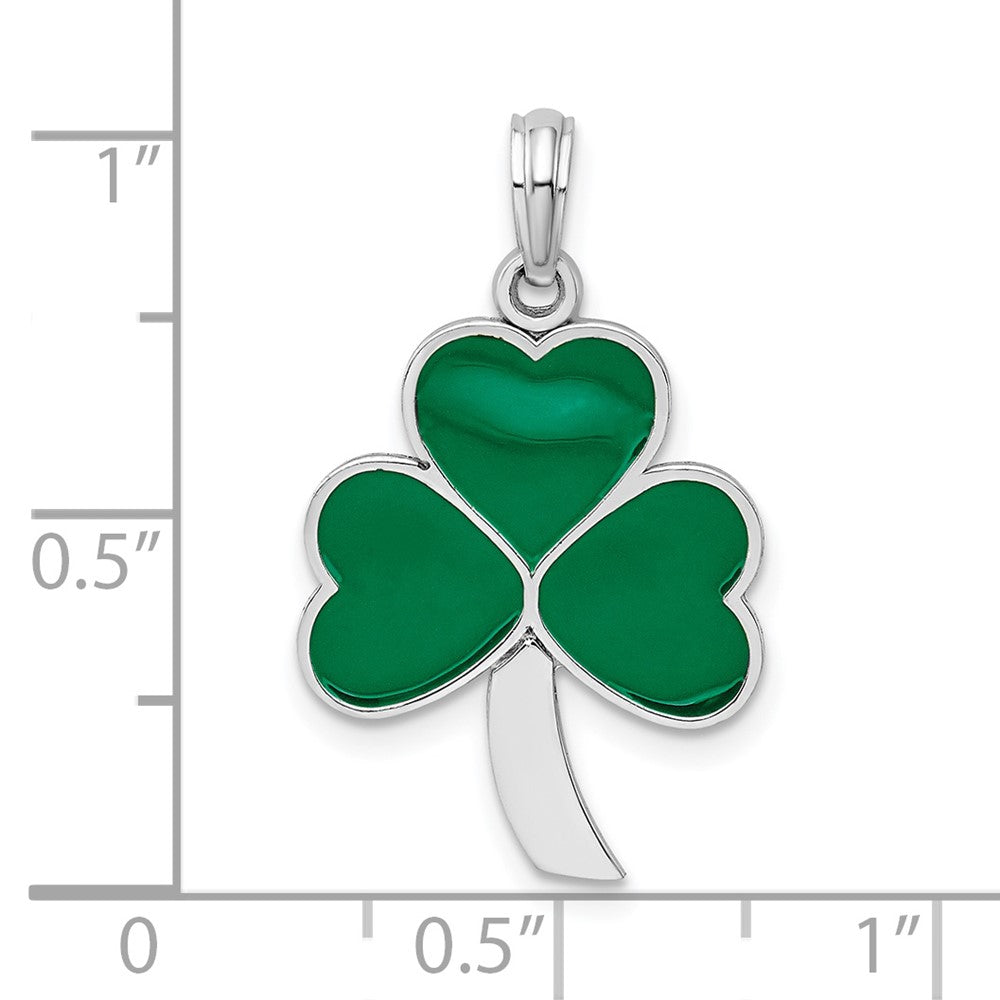 FJC Finejewelers 925 Sterling Silver Rhodium Plated Polished Enameled Shamrock Charm 15 mm