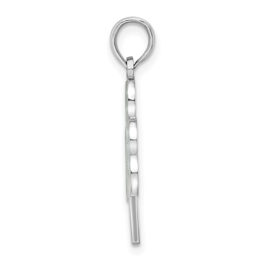 FJC Finejewelers 925 Sterling Silver Rhodium Plated Polished Enameled Shamrock Charm 15 mm
