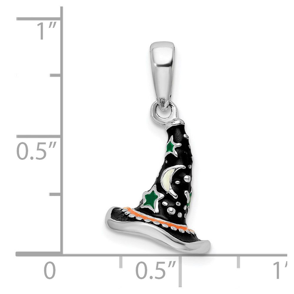 FJC Finejewelers 925 Sterling Silver Rhodium Plated Polished 3D Enameled Witch Hat Charm 11 mm