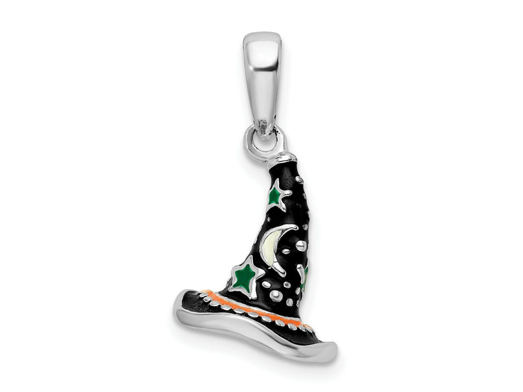 FJC Finejewelers 925 Sterling Silver Rhodium Plated Polished 3D Enameled Witch Hat Charm 11 mm