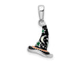 FJC Finejewelers 925 Sterling Silver Rhodium Plated Polished 3D Enameled Witch Hat Charm 11 mm