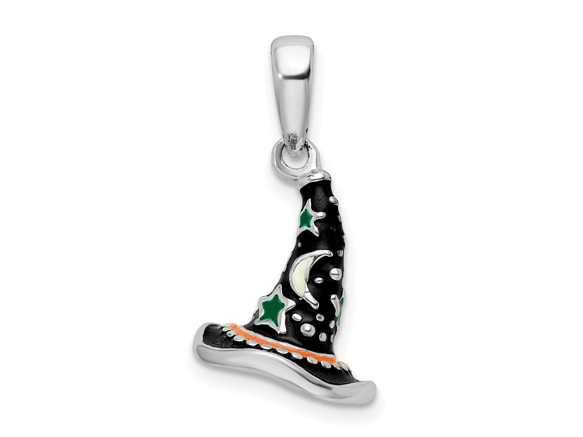 FJC Finejewelers 925 Sterling Silver Rhodium Plated Polished 3D Enameled Witch Hat Charm 11 mm