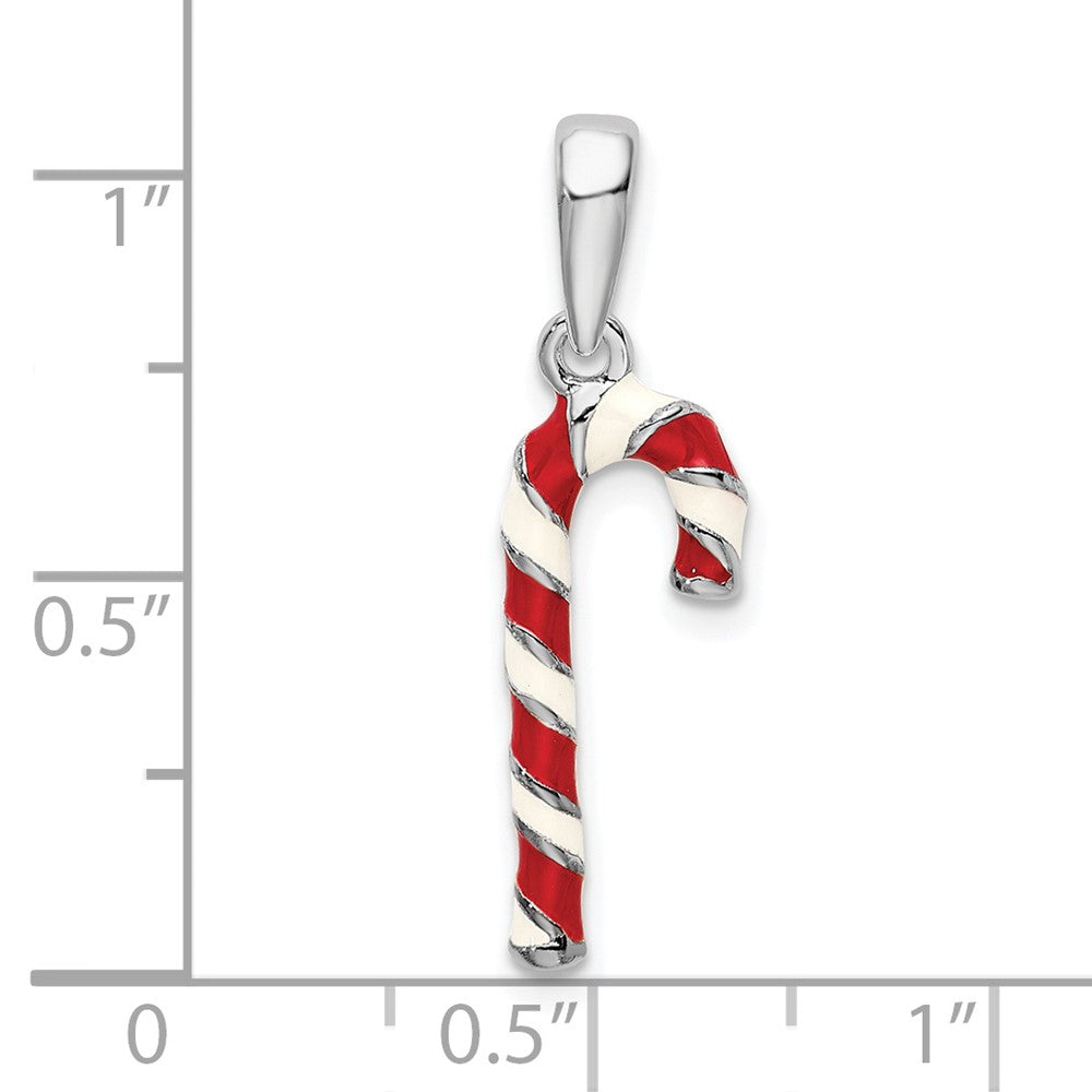 FJC Finejewelers 925 Sterling Silver Rhodium Plated 3D Enameled Candy Cane Charm 7 mm