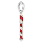 FJC Finejewelers 925 Sterling Silver Rhodium Plated 3D Enameled Candy Cane Charm 7 mm