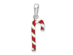 FJC Finejewelers 925 Sterling Silver Rhodium Plated 3D Enameled Candy Cane Charm 7 mm