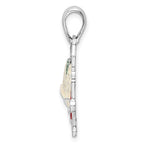 FJC Finejewelers 925 Sterling Silver Rhodium Plated Polished Enameled Bells/Holly Charm 21 mm