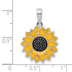 FJC Finejewelers 925 Sterling Silver Rhodium Plated Polished Enameled Sunflower Charm 19 mm