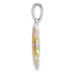 FJC Finejewelers 925 Sterling Silver Rhodium Plated Polished Enameled Sunflower Charm 19 mm