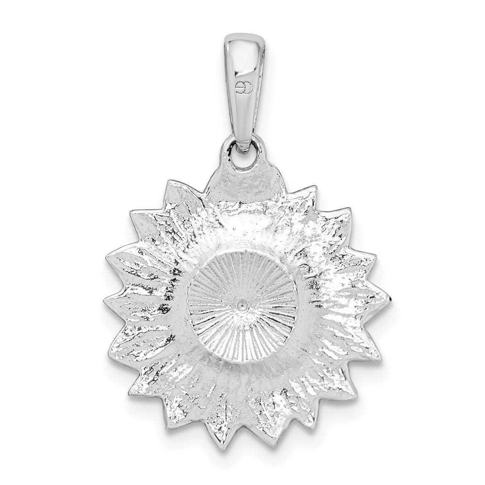 FJC Finejewelers 925 Sterling Silver Rhodium Plated Polished Enameled Sunflower Charm 19 mm