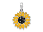FJC Finejewelers 925 Sterling Silver Rhodium Plated Polished Enameled Sunflower Charm 19 mm