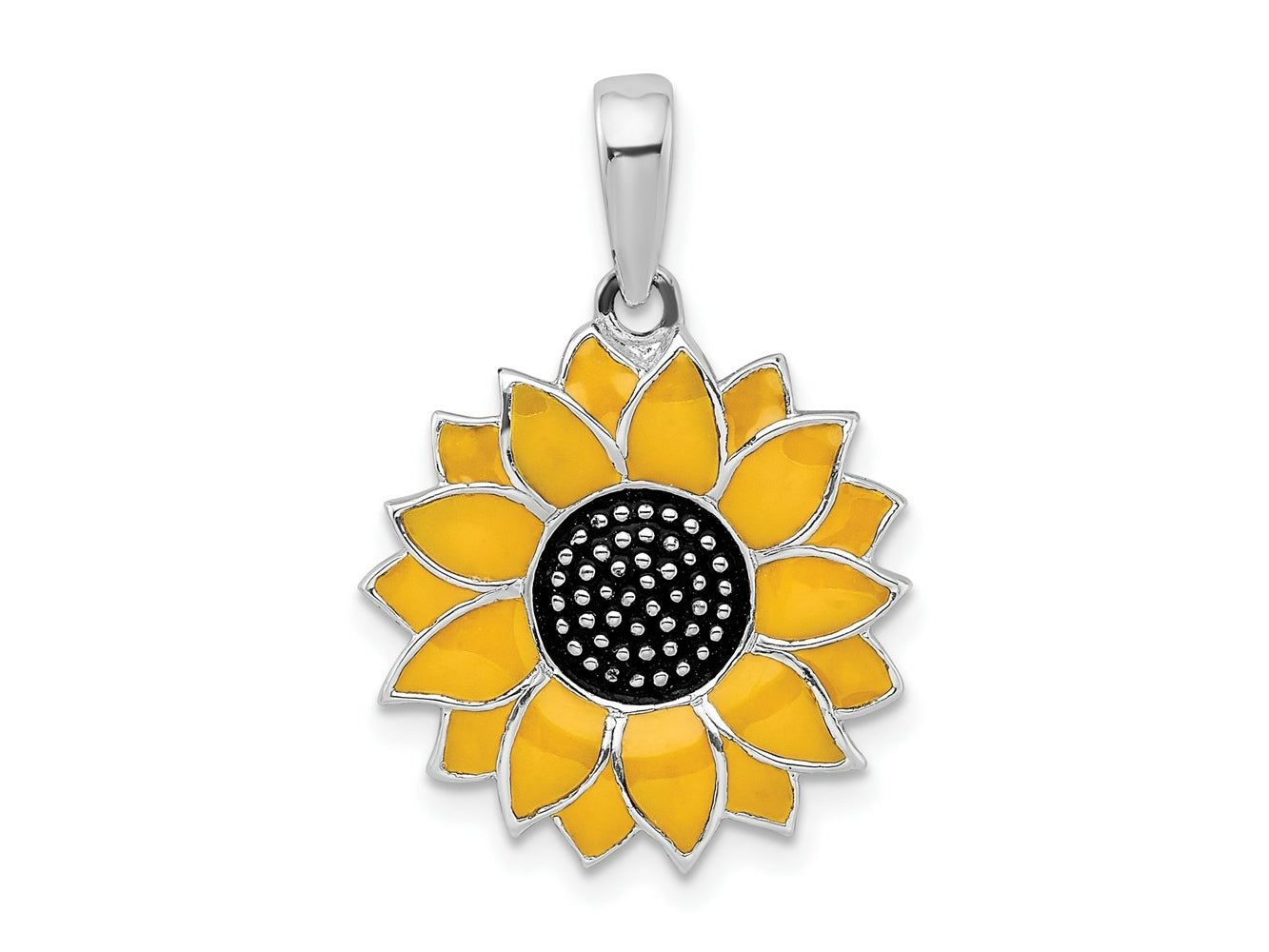 FJC Finejewelers 925 Sterling Silver Rhodium Plated Polished Enameled Sunflower Charm 19 mm