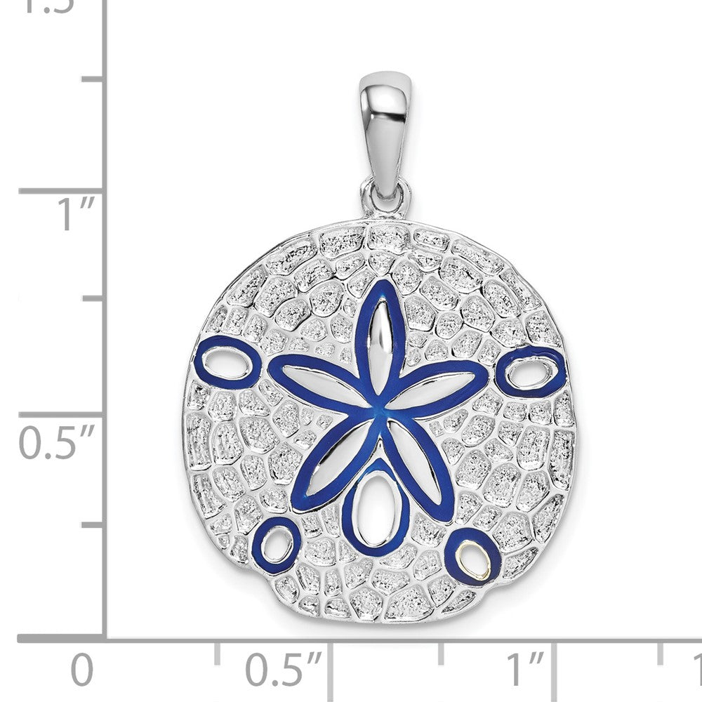 FJC Finejewelers 925 Sterling Silver Rhodium Plated Polished Enameled Sand Dollar Charm 31 x 22 mm