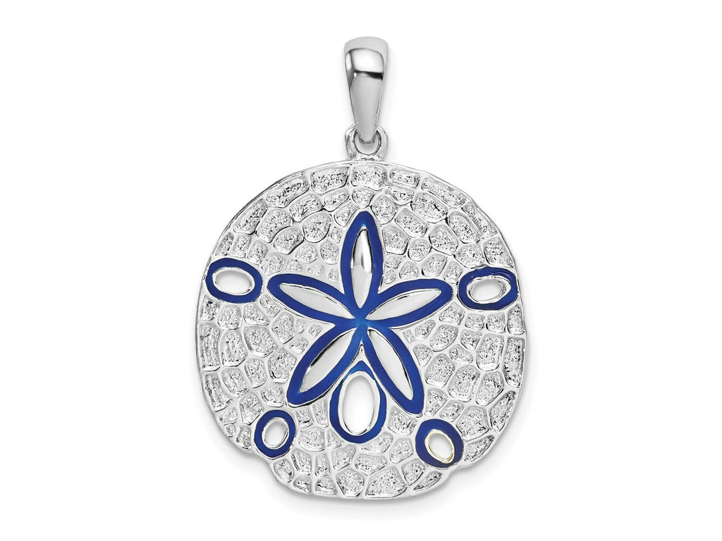 FJC Finejewelers 925 Sterling Silver Rhodium Plated Polished Enameled Sand Dollar Charm 31 x 22 mm