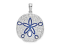 FJC Finejewelers 925 Sterling Silver Rhodium Plated Polished Enameled Sand Dollar Charm 31 x 22 mm