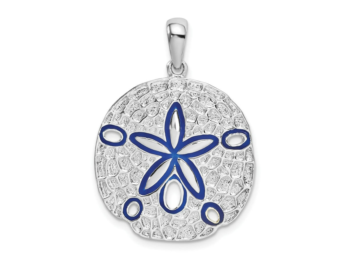 FJC Finejewelers 925 Sterling Silver Rhodium Plated Polished Enameled Sand Dollar Charm 31 x 22 mm